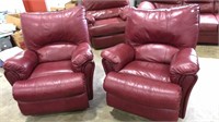 2 RED LEATHER RECLINERS