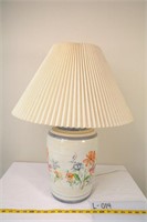 Table Lamp Floral Ceramic Base with Crimped Shade