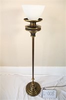 Floor Lamp, Brass Base Glossy Fogged White Shade