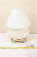 Table Lamp White Fogged Glass Shade/Base Gold Feet