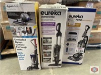 3 pcs mix vacuums; assorted Dyson, and eureka