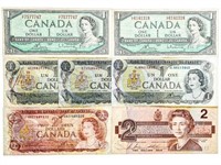 Canada - Lot 7 Banknotes - 4 x $2  - 3 x $1 - Face