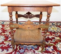 Oak Accent Table with Metal Embellishments