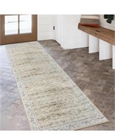Two pack 2x6’ Beige Washable Runner Rugs