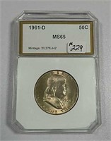 1961-D  Franklin Half Dollar   PCI MS-65