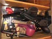 Utensils in Drawer & Misc Cookware in Cabinet