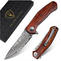 AUBEY Damascus Folding Pocket Knife Handmade