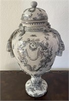 Chinese Toile Black & White Porcelain Urn