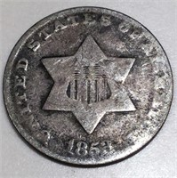 1853 Three Cent Silver