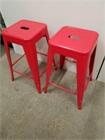 Two metal stools 24 in from seat to floor