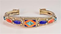 Indian Sterling Zuni Inlaid Bracelet