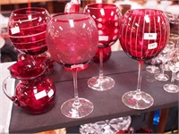 Set of four red-to-clear Mikasa wine balloon
