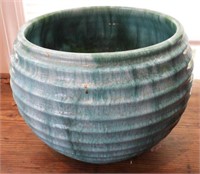 Vintage Blue glazed pottery planter