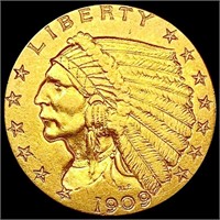 1909 $2.50 Gold Quarter Eagle CLOSELY