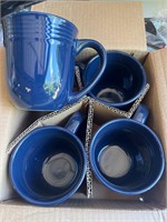 4 Blue Coffee Mugs