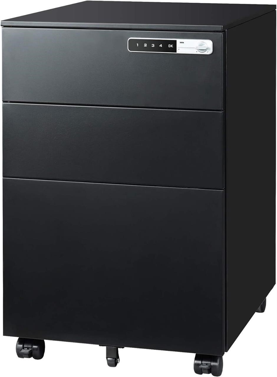 DEVAISE 3-Drawer Mobile File Cabinet  Black