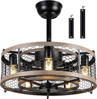 MADSHNE 20' Caged Fan w/ Remote  Bulbs Incl.