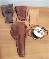 (4) Leather Pistol Holsters/Spool Leather Lace