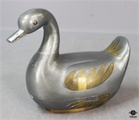 Pewter & Brass Duck Trinket Box