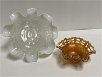 Clear To Opalescent Footed Glass Dish With