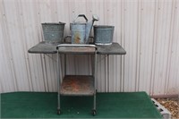 Retro Cart, Galvanized buckets, Watering can