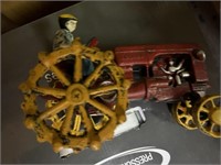 Vintage Cast Iron Farmer & Tractor Collectible