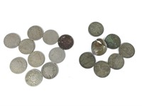 "V" Nickels (10), Jefferson Silver Nickels (7)