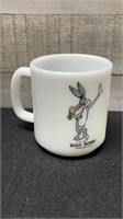 Bugs Bunny 1975 Warner Bros Milk Glass Mug 3.25" H
