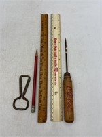 Vintage Coca-Cola, 2 rulers, one pencil, one