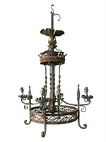 French Iron Light, Crown Shape with Flowers