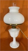 Paneled Milk Glass Lamp with Shade