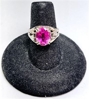 Sterling Pink Sapphire Ring 4 Grams Size 6.25