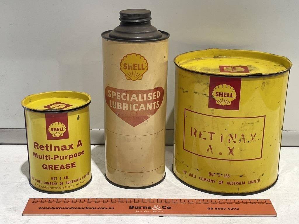 3 x SHELL Tins Inc. 1Lb, 1 Quart & 5Lb