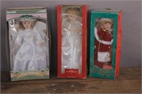 LOT OF THREE IN BOX CHRISTMAS THEMED DOLLS