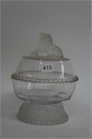 PRESSED GLASS COVERED DISH 8"