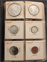 60 Canadian coins 1965 to 1974.  60 coins (6