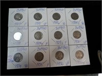 12 Buffalo Nickels