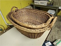 (2) Large Wicker Laundry Baskets