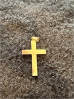 14K Yellow Gold Plain Cross Pendant with Bail,