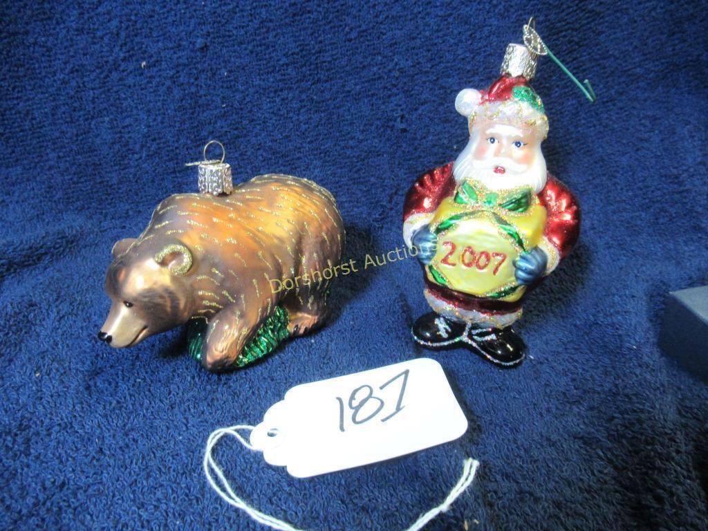 (2) OLD WORLD CHRISTMAS GLASS ORNAMENTS