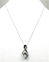 Sterling Silver Diamond White Topaz Necklace