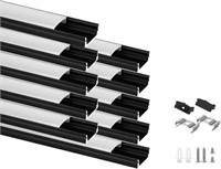 Besseto 10 Pack 6.6ft 2M Black LED Aluminum Channe