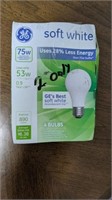 2 bulbs soft white 28% less energy use only 53w