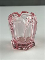 Pink glass toothpick holder