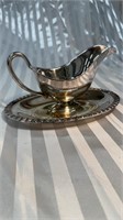 Vintage Silverplate Gravy Boat With Attached