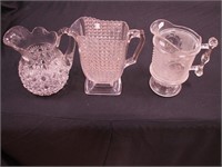 Three early American pressed glass water