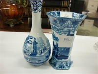 Two blue and white vases.