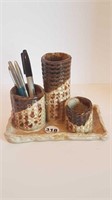 SIGNED POTTERY PENCIL HOLDER