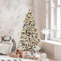 E6574  Gymax Snow Flocked 6 FT Christmas Tree