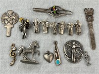 Lot of Vintage Metal Clips and Pendants